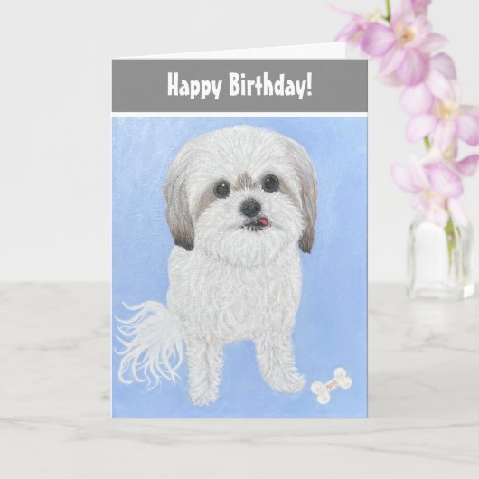 マルシーの犬の誕生日折りたたみカード カード (蘭)
