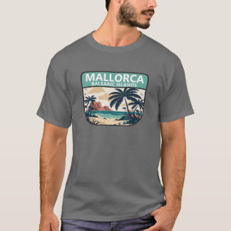 マルジョルカ スペイン ビーチ レトロ エンブレム 少女 Tシャツ