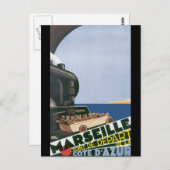 マルセイユコートダズールヴィンテージトラベルポスター ポストカード (正面/裏面)