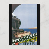マルセイユコートダズールヴィンテージトラベルポスター ポストカード (正面)