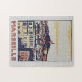 マルセイユシティビューイラストレーションフランス ジグソーパズル (横)