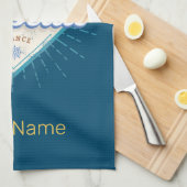 マルセイユシティフランスレトロ帆船ヴィンテージ キッチンタオル (四つ折り)