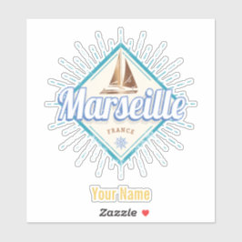 マルセイユシティフランスレトロ帆船ヴィンテージ シール