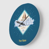 マルセイユシティフランスレトロ帆船ヴィンテージ ラージ壁時計 (傾斜)