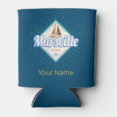 マルセイユシティフランスレトロ帆船ヴィンテージ 缶クーラー (正面)