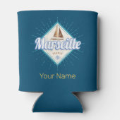 マルセイユシティフランスレトロ帆船ヴィンテージ 缶クーラー (裏面)