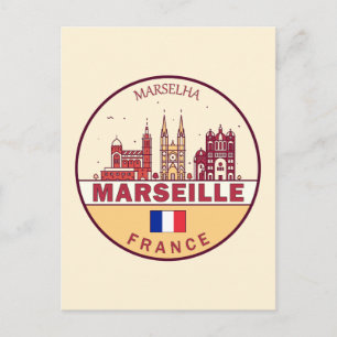マルセイユフランスシティスカイラインエンブレム ポストカード