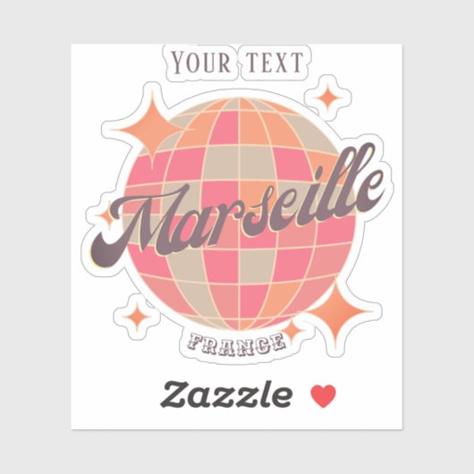 マルセイユフランスシティファッションピンクディスコボール シール (シート)