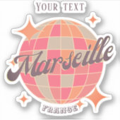 マルセイユフランスシティファッションピンクディスコボール シール (正面)