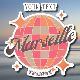 マルセイユフランスシティファッションピンクディスコボール シール