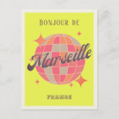 マルセイユフランスホリデーイエローディスコボール ポストカード (正面)