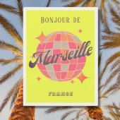 マルセイユフランスホリデーイエローディスコボール ポストカード