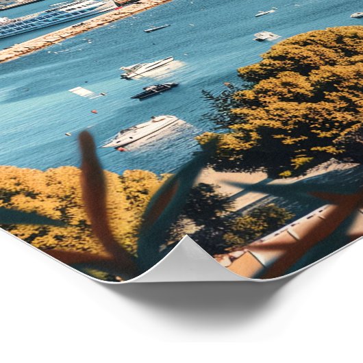 マルセイユフランスヴィンテージレトロトラベルイラストレーション ポスター (角)