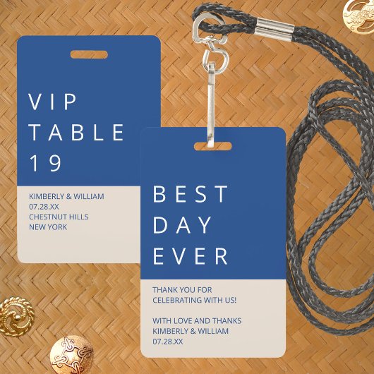 マルセイユブルーかわいい結婚式の引き出物または座席表 バッジ