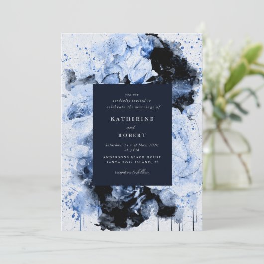 マルセイユブルー抽象芸術結婚フローラ 招待状 (スタンド正面)