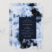 マルセイユブルー抽象芸術結婚フローラ 招待状 (正面/裏面)