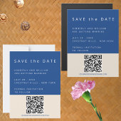 マルセイユユニークブルーQRコーシンプルドの日付を保存 マグネット招待状