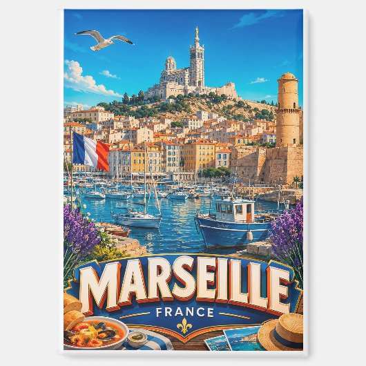 🧲 マルセイユ旧港の思い出 フランス ⛵ マグネット (正面)