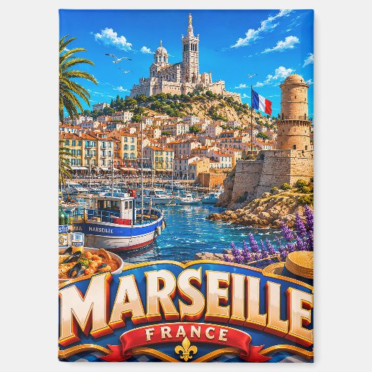 🧲 マルセイユ港の休暇の思い出 フランス ⚓ マグネット (正面)