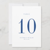 マルセイユ結婚ブルーのテーブル番号カード 招待状 (正面)