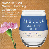 マルセイユ結婚ブルーのブライダルパーティのお願い ステムなしワイングラス