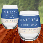 マルセイユ結婚ブルーのブライダルパーティのお願い ステムなしワイングラス