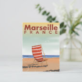 マルセイユ・フランスヴィンテージ旅行ポスター ポストカード (スタンド正面)