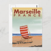 マルセイユ・フランスヴィンテージ旅行ポスター ポストカード (正面/裏面)