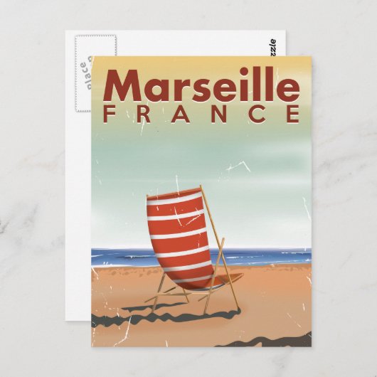 マルセイユ・フランスヴィンテージ旅行ポスター ポストカード (正面/裏面)