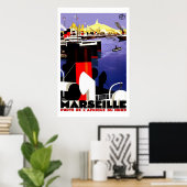 マルセイユ、フランスヴィンテージ旅行 ポスター (ホームオフィス)