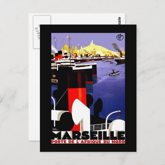 マルセイユ、フランスヴィンテージ旅行 ポストカード (正面/裏面)