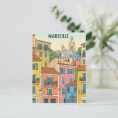 マルセイユ フランス 旅行 イラスト ポストカード (スタンド正面)