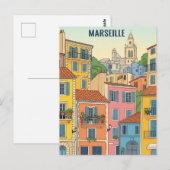 マルセイユ フランス 旅行 イラスト ポストカード (正面/裏面)