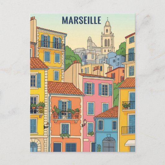 マルセイユ フランス 旅行 イラスト ポストカード (正面)