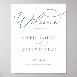 マルセイユ・ブルーのミニマル結婚リスト ポスター