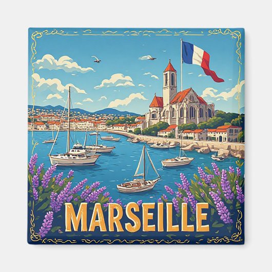 🧲 マルセイユ 地中海の旅の思い出 フランス 🌊 マグネット (正面)
