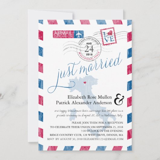 マルセシンイタリア航空便ポスト結婚披露宴 招待状 (正面)