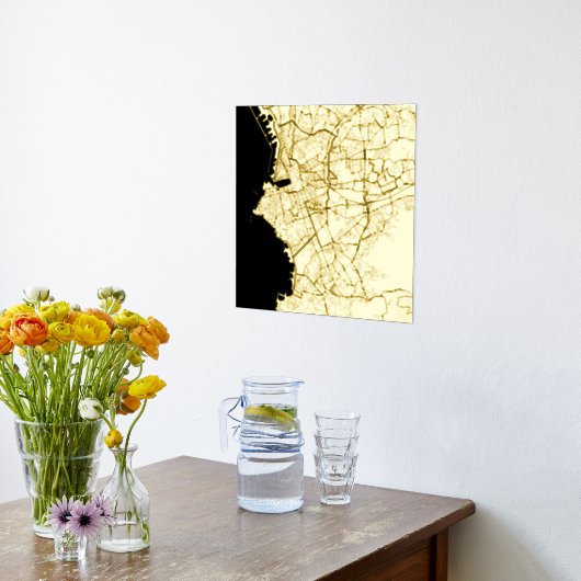 マルセモダンイルエレガントフランスの上品なギフトマップ 箔ポスター (レイダウン (キッチン))