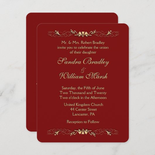 マルセラ ウェディング 招待状 (正面/裏面)