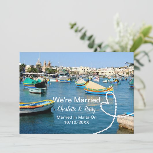 マルタでの結婚披露結婚した宴後のパーティー 招待状 (スタンド正面)