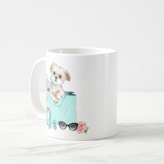 マルタのお母さんのTiffanyのピンクの花のマグ コーヒーマグカップ (正面左)