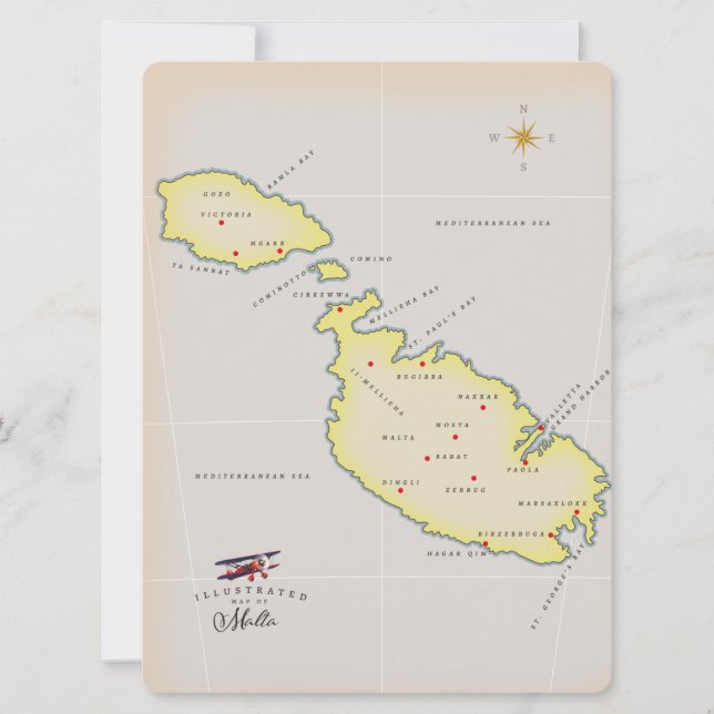 マルタのイラスト地図 (正面)