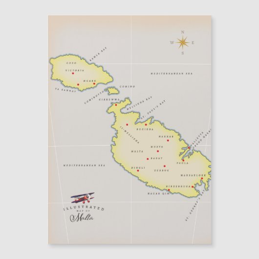 マルタのイラスト地図 (正面)