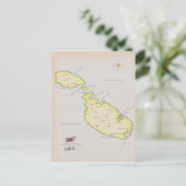 マルタのイラスト地図 ポストカード (スタンド正面)
