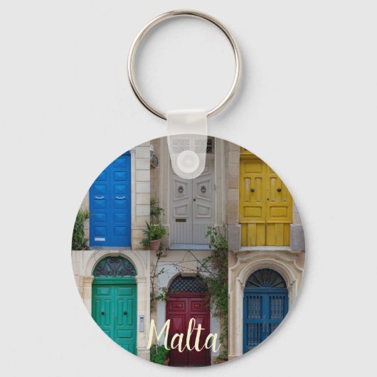 マルタのカラフルフロントドアのセット キーホルダー (正面)