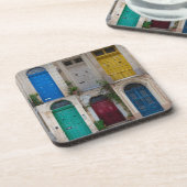 マルタのカラフルフロントドアのセット コースター (左側)