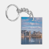 マルタのスリエマ港と超高層ビル キーホルダー (正面左)