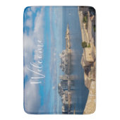 マルタのスリエマ港と超高層ビル バスマット (正面縦)