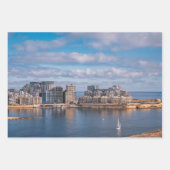 マルタのスリエマ港と超高層ビル ラッピングペーパーシート (正面)