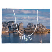 マルタのスリエマ港と超高層ビル ラージペーパーバッグ (裏面)